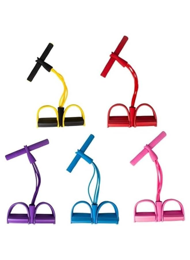 4 Tubes Sit-up Pull Rope Exercise Equipment Pedal Resistance Band Elastic Tension Rope for Home Gym Yoga Workout Multifunction Pedal Arm Leg Trainer Abdominal Training（Purple）