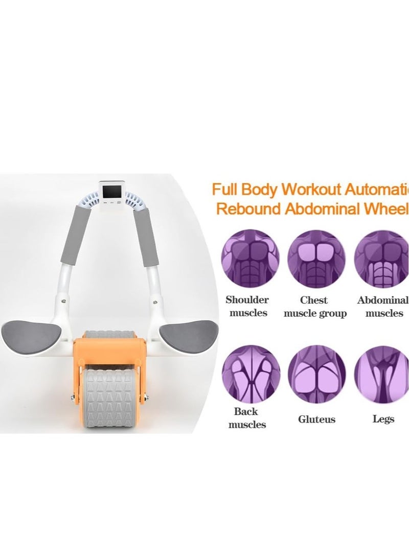 NEW Automatic Rebound Ab Exercise Roller Wheel with Elbow Support u0026 Timer – Core Workout Equipment for Men u0026 Women (Orange)