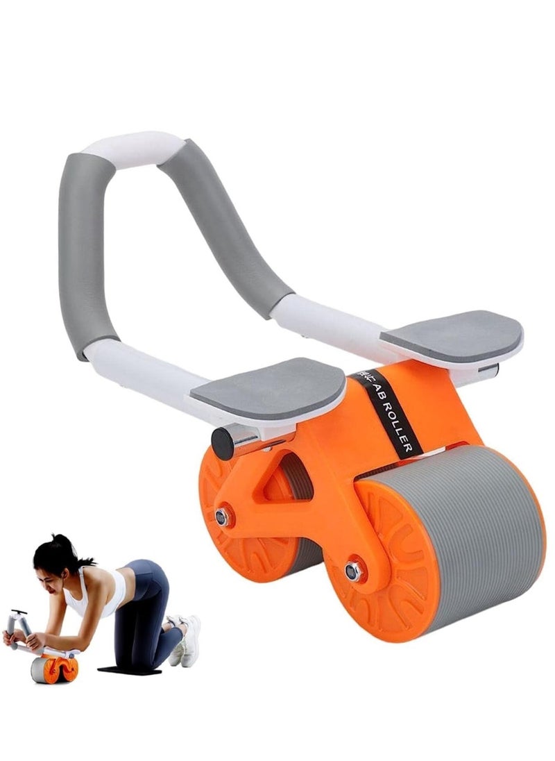 NEW Automatic Rebound Ab Exercise Roller Wheel with Elbow Support u0026 Timer – Core Workout Equipment for Men u0026 Women (Orange)