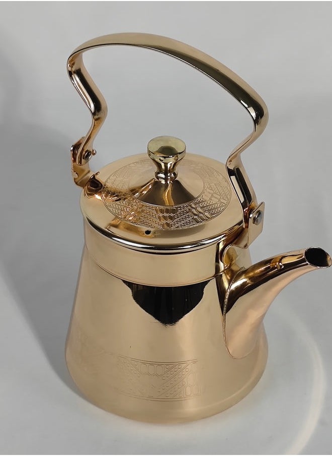 1-Piece Food Grad Stainless Steel Arabic Style Teapot Luxury Engraved Design Tea Kettle with Attached Lid and Ergonomic Handle