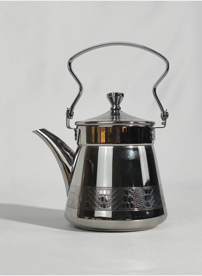 1-Piece Food Grad Stainless Steel Arabic Style Teapot Luxury Engraved Design Tea Kettle with Attached Lid and Ergonomic Handle 0.7l