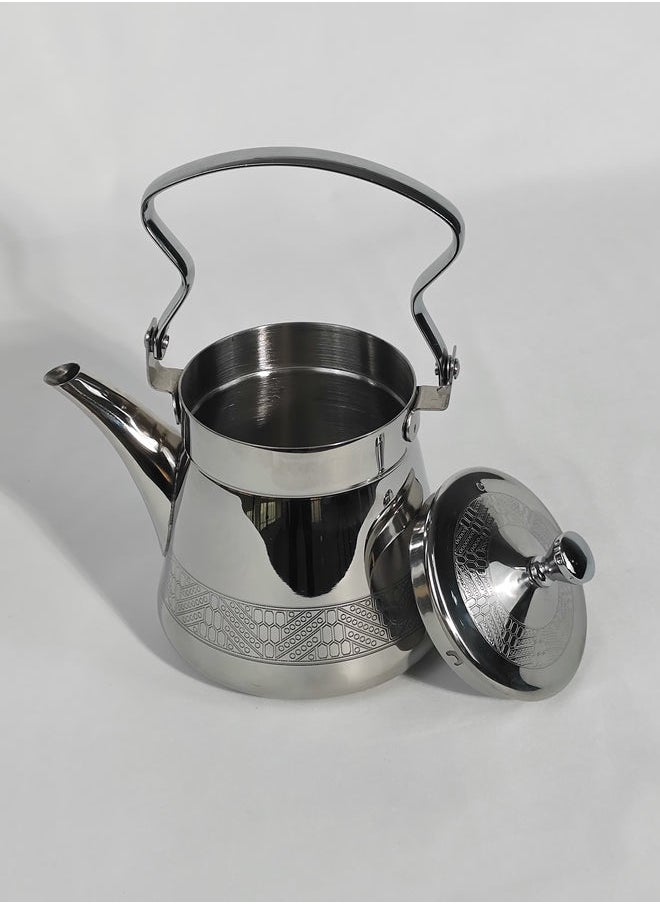 1-Piece Food Grad Stainless Steel Arabic Style Teapot Luxury Engraved Design Tea Kettle with Attached Lid and Ergonomic Handle