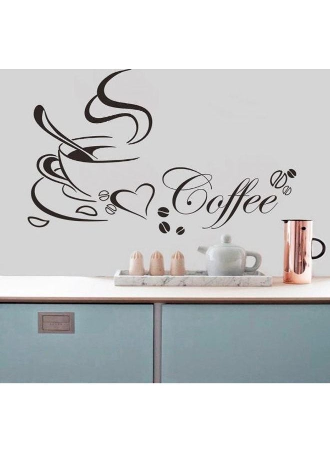 Coffee Cup Wall Paste Sticker Decal Removable Home Design Wallpaper Poster Murals For Living Room,Bedroom u0026 Tv Background Home Decor Black 30X60cm