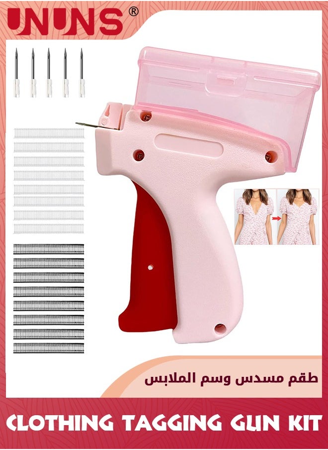 Clothing Tagging Gun Kit,Mini Stitch Gun For Clothes,Tagging Gun For Clothing,Comes With 5 Fine Needles,1000 Black And 1000 White Fasteners,Quick Stitch Sewing Gun Tag Gun For Clothes,Pink