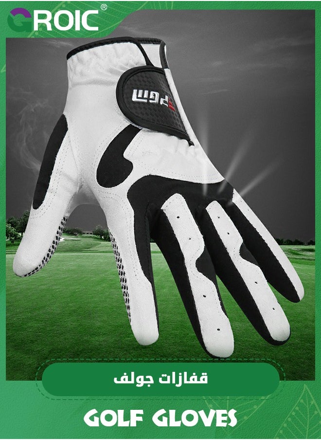 Golf Gloves for Men’s Left Hand,Breathable, Long Lasting Golf Glove，Slip Palm Pu Premium Leather Soft Durable Comfortable Glove,Outdoor Sports Gloves