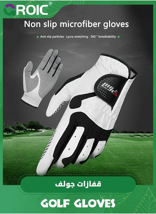 Golf Gloves for Men’s Left Hand,Breathable, Long Lasting Golf Glove，Slip Palm Pu Premium Leather Soft Durable Comfortable Glove,Outdoor Sports Gloves