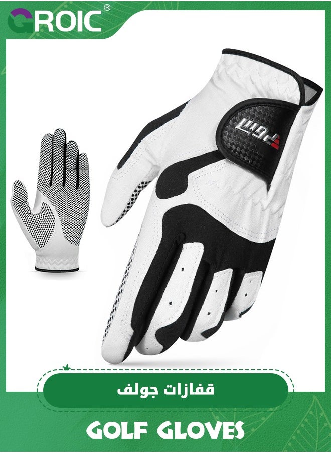 Golf Gloves for Men’s Left Hand,Breathable, Long Lasting Golf Glove，Slip Palm Pu Premium Leather Soft Durable Comfortable Glove,Outdoor Sports Gloves