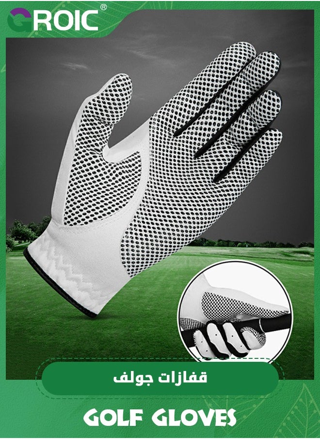 Golf Gloves for Men’s Left Hand,Breathable, Long Lasting Golf Glove，Slip Palm Pu Premium Leather Soft Durable Comfortable Glove,Outdoor Sports Gloves