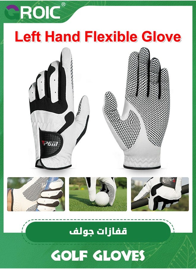 Golf Gloves for Men’s Left Hand,Breathable, Long Lasting Golf Glove，Slip Palm Pu Premium Leather Soft Durable Comfortable Glove,Outdoor Sports Gloves