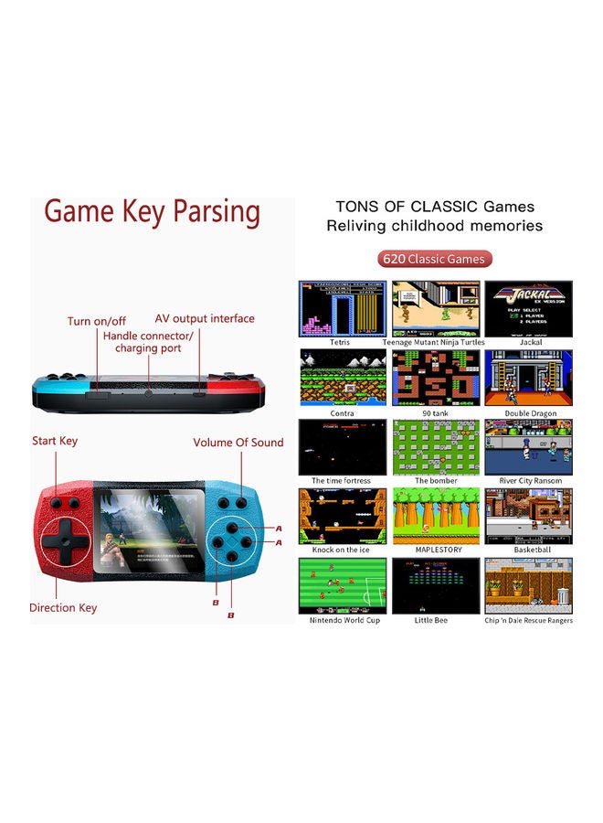 620-In-1 Super Handheld Game Console For Two Players 17x9.5x5.5cm