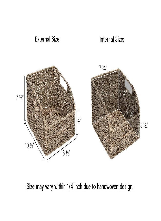 StorageWorks Storage Baskets for Organizing, Wicker Baskets with Built-in Handles, Handwoven Wicker Storage Baskets, Seagrass Wicker Baskets for Shelves Storage, 2 Pack