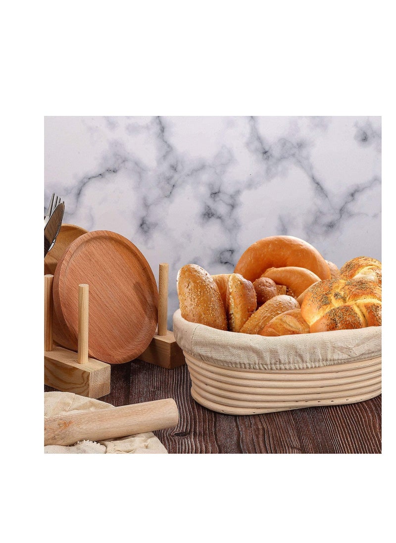 6 Pieces 10 Inch Oval Shape Bread Proofing Basket Cover Natural Rattan Baking Dough Sourdough  Proofing Basket Cloth Liner