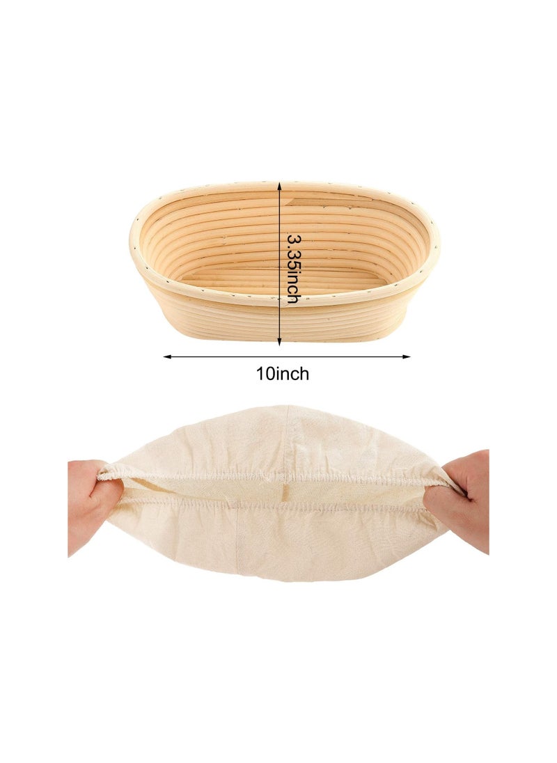 6 Pieces 10 Inch Oval Shape Bread Proofing Basket Cover Natural Rattan Baking Dough Sourdough  Proofing Basket Cloth Liner