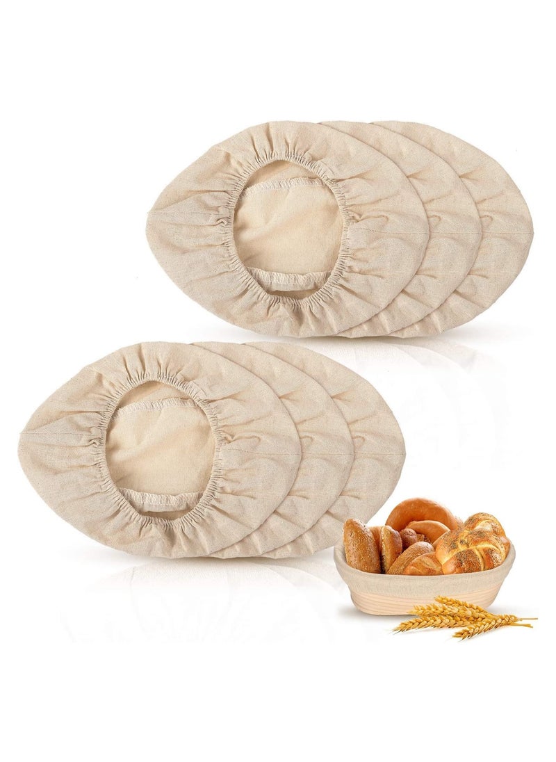 6 Pieces 10 Inch Oval Shape Bread Proofing Basket Cover Natural Rattan Baking Dough Sourdough  Proofing Basket Cloth Liner