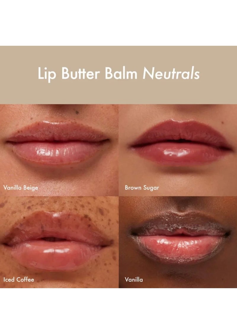 4 in 1 Lip Butter Balm set - Hydrating & Shiny Lip Treatment, Vanilla,Poppy,Vanilla Beige, Brown Sugar,5g*4