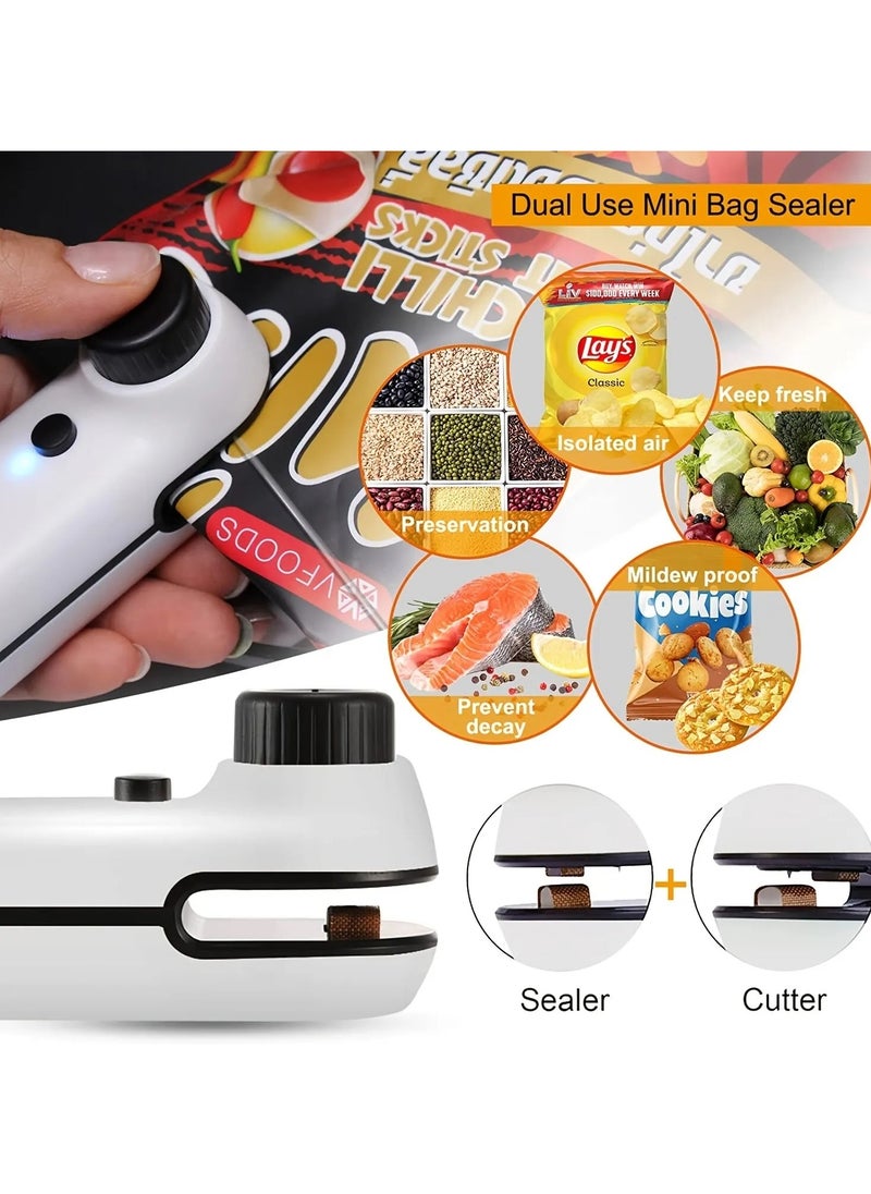 2 in 1 Rechargeable Mini Heat Sealer Storage Bag Plastic Package Clip Bag Handheld Heat Sealer USB Plastic Bag