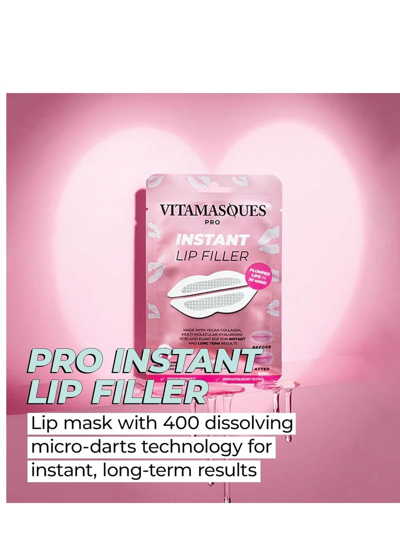 Instant Lip Filler for Plumped Lips in 30 Mins by Vitamasques, 3 Pack - Vegan Collagen, Multi-Molecular Hyaluronic Acid & 400 Dissolving Micro-Dart Technology for Instant & Long-Lasting Results