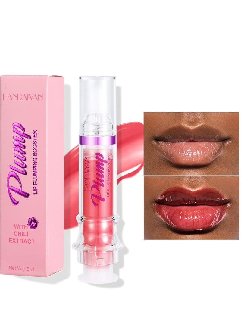 Plumping Lip Oil With Chili Extract - Fuller Lips Instantly! Ultra-Hydrating & Nourishing, Glossy Finish Lip Glow Oil, Lip Plumping Booster Plump, Smooth, and Define Your Lips Naturally (01 Pink)