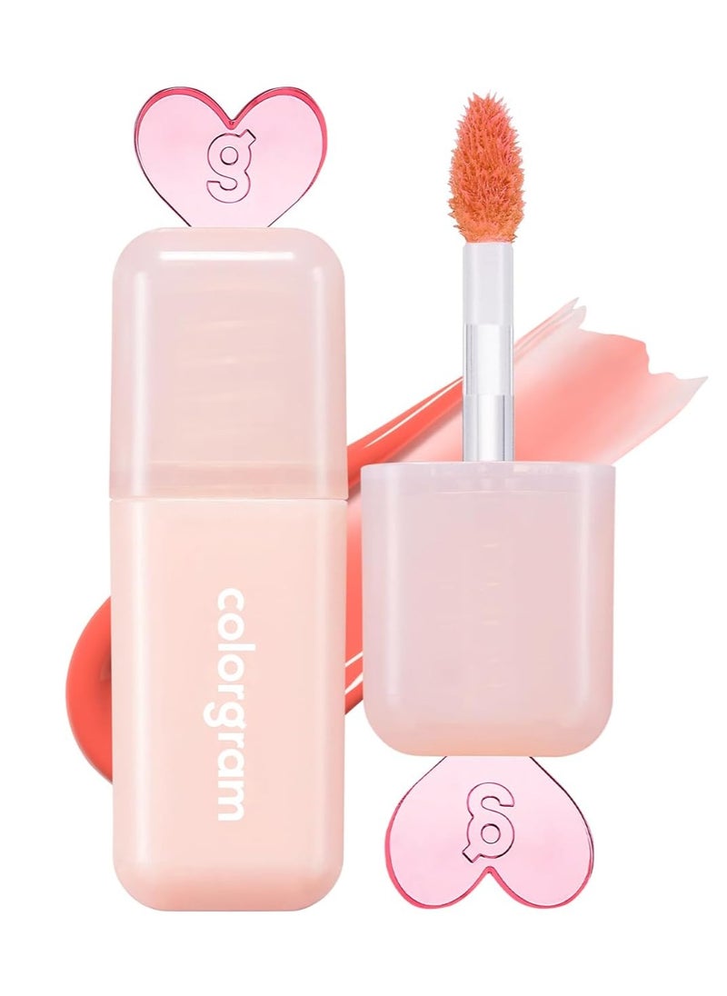 COLORGRAM Juicy Drop Tint 02 Peach Dew | Juicy Lip Gloss, Glowing Lip Stain with Fruity Colors, Buildable & Blendable, Highly Pigmented