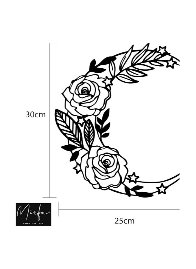 Wooden Wall Art With Self Adhesive Base - Black (Boho Style Moon - Small - Pack of 3)