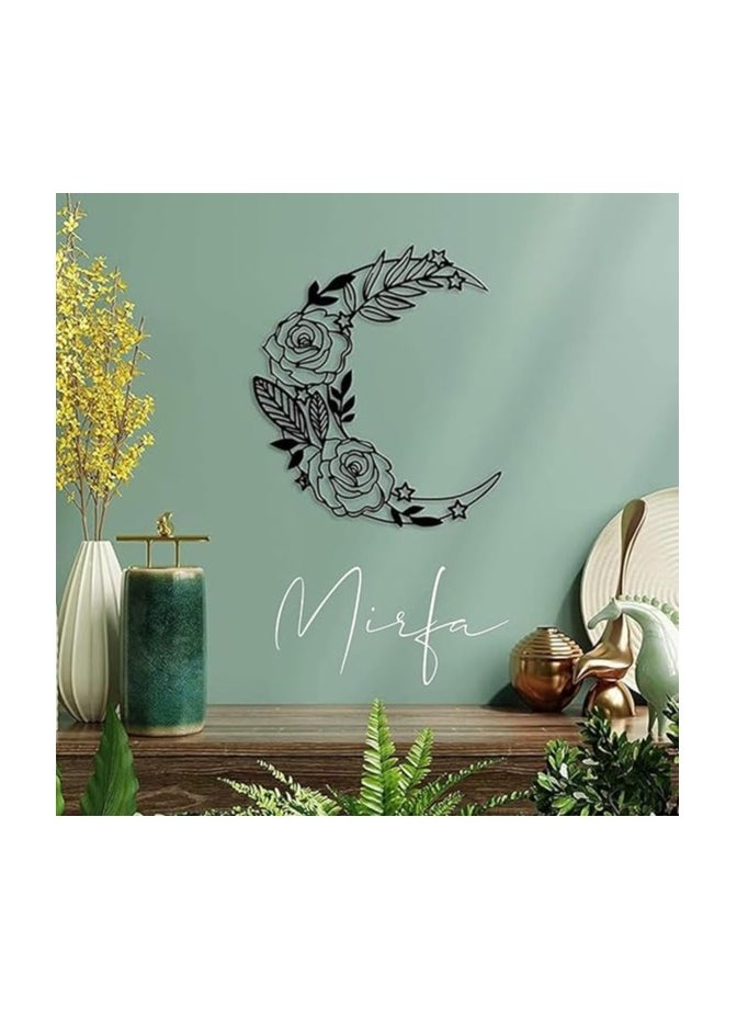 Wooden Wall Art With Self Adhesive Base - Black (Boho Style Moon - Small - Pack of 3)