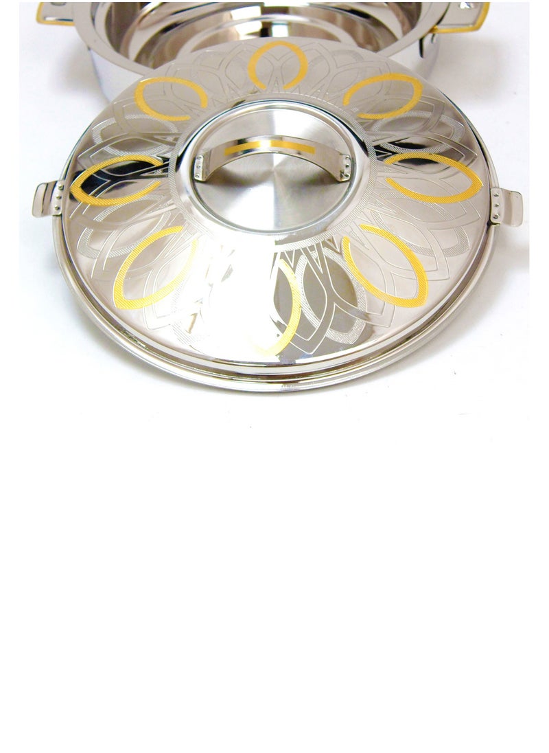 Samar Stainless Steel Hotpot Golden Floral Design Double-Wall Insulated Food Warmer  8000ml