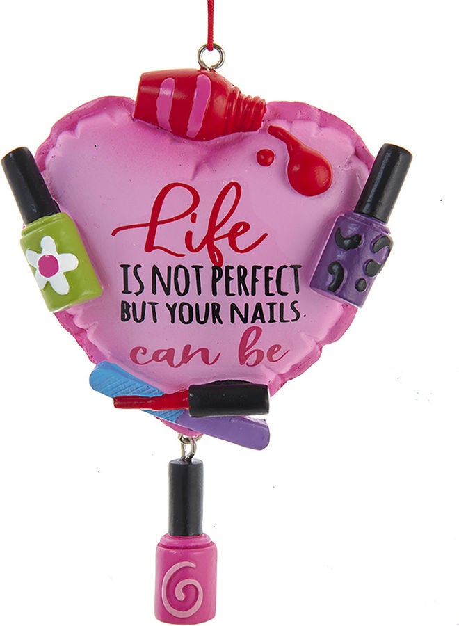 Heart Shaped With Nail Paint Christmas Hanging Ornament Multicolour 5inch