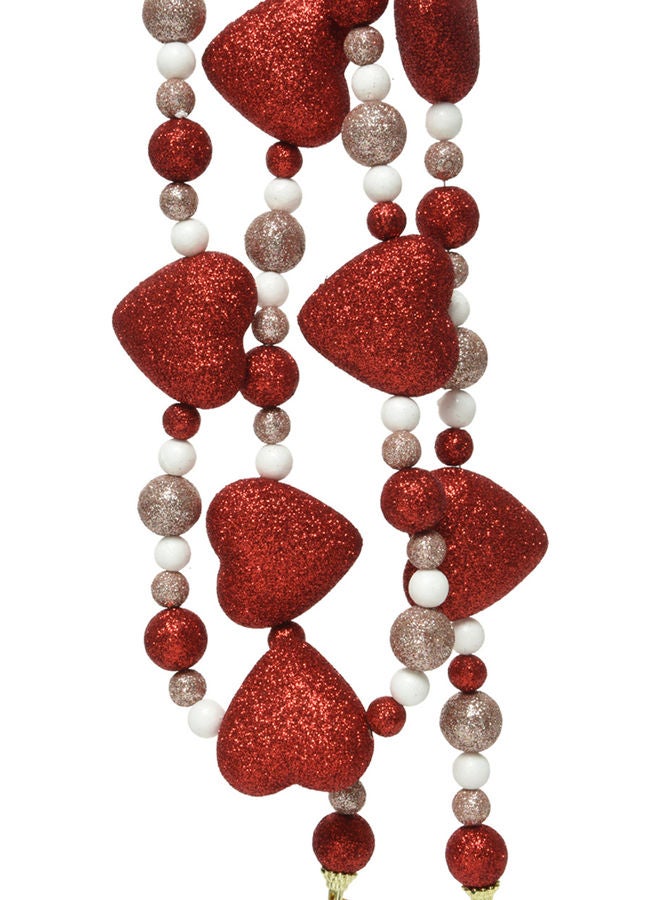 Heart Design Chain Ornament Red/White/Silver 5x200cm