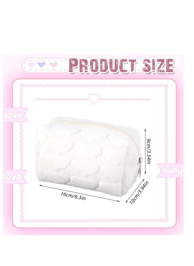 Travel Makeup Bag, Small Cute Cosmetic Bag, Small Cosmetic Bag, Women's Storage Bag, Zip Close Bag, Simple Portable Toiletry Travel Bag for Women, White