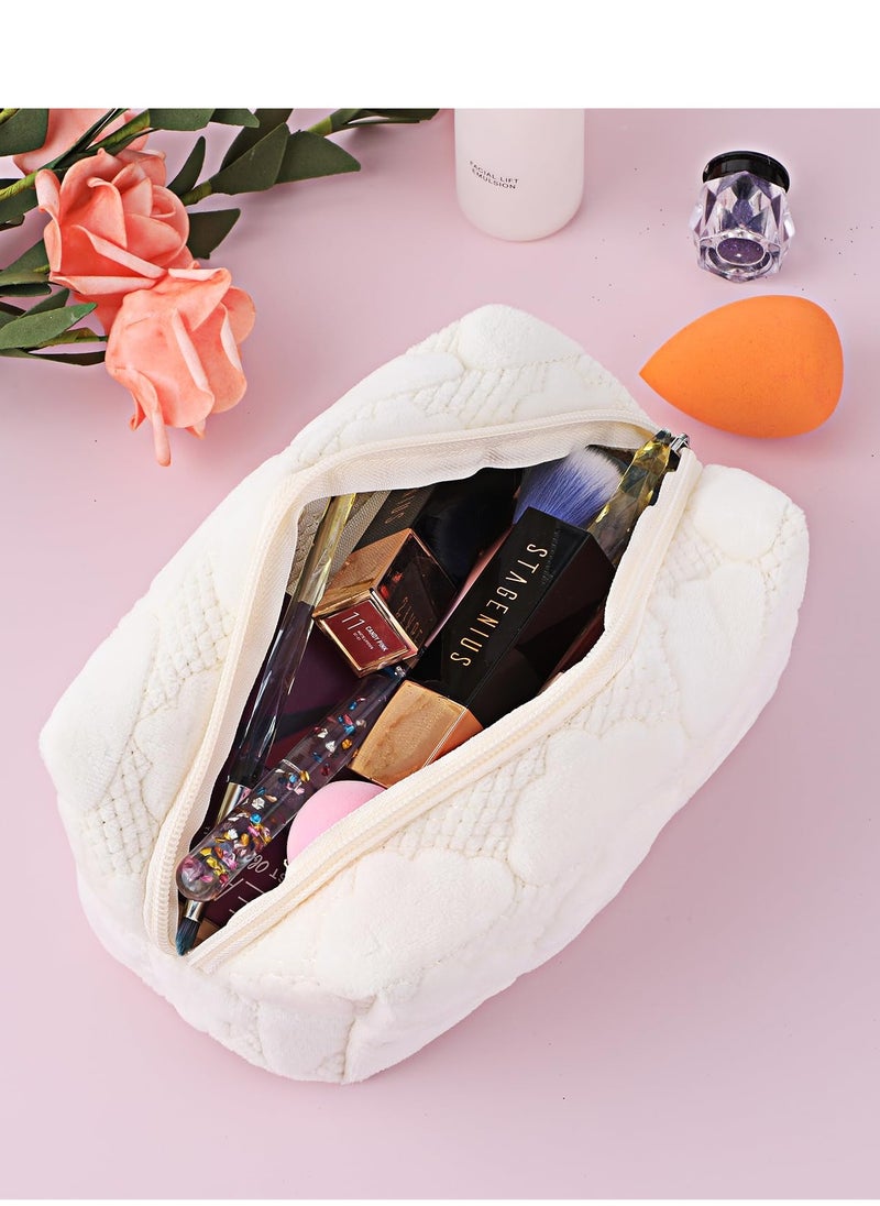 Travel Makeup Bag, Small Cute Cosmetic Bag, Small Cosmetic Bag, Women's Storage Bag, Zip Close Bag, Simple Portable Toiletry Travel Bag for Women, White