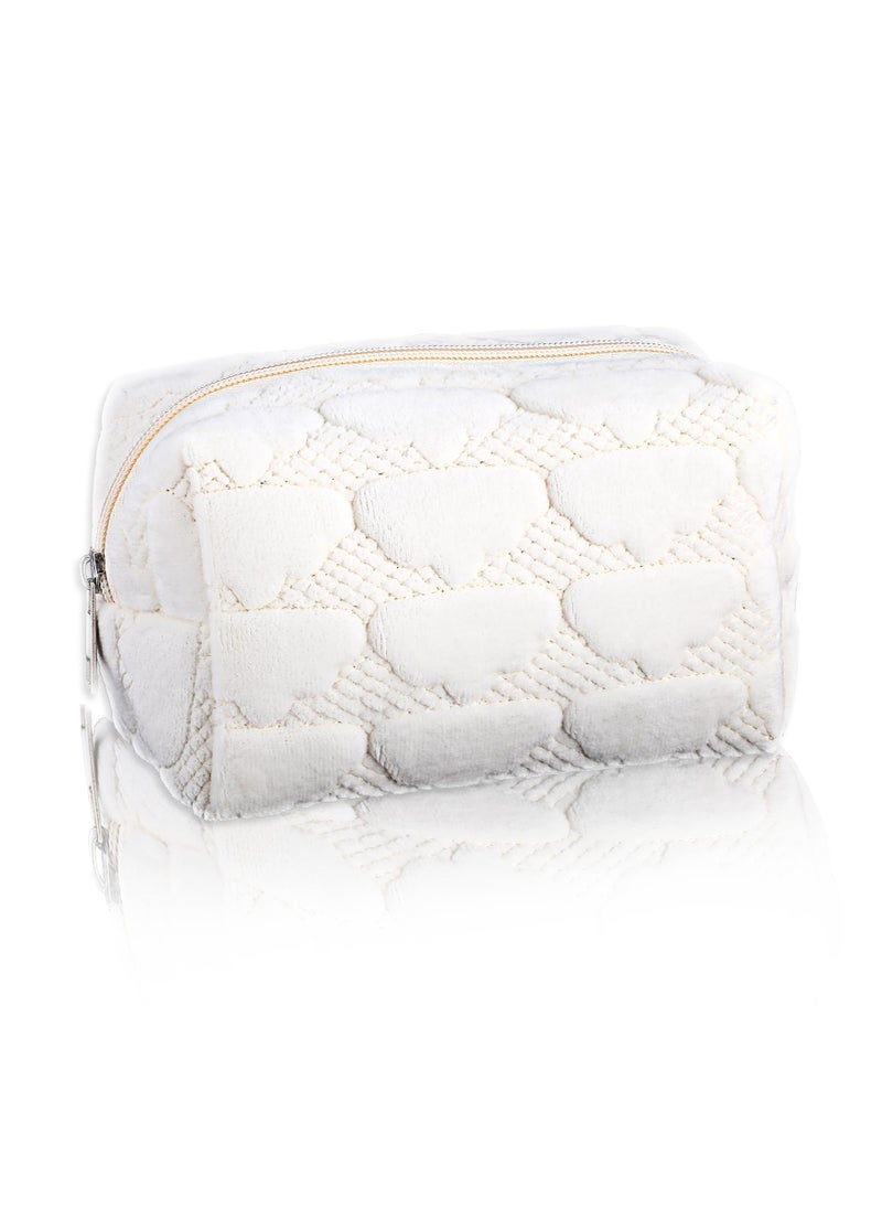 Travel Makeup Bag, Small Cute Cosmetic Bag, Small Cosmetic Bag, Women's Storage Bag, Zip Close Bag, Simple Portable Toiletry Travel Bag for Women, White