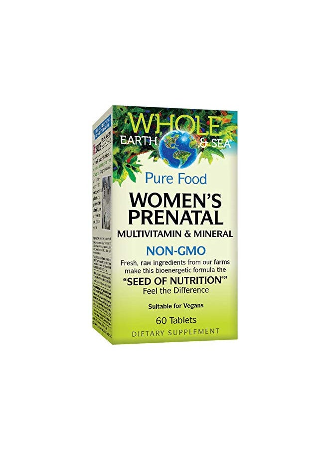 Whole Earth & Sea from Natural Factors, Women's Prenatal Multivitamin and Mineral, Whole Food Supplement, Vegan, 60 tablets, 60 Tablets