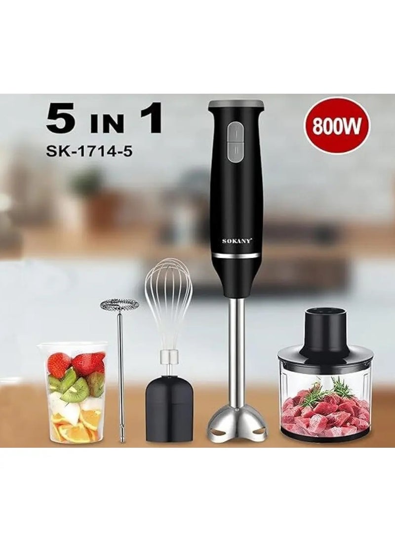 Sokany 5 In 1 Hand Blender & Food Mixer - 800 Watt SK-1714-5