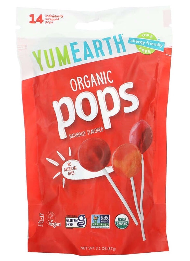 Yum Earth, Organic Lollipops, Assorted Flavors, 14 Individually Wrapped Lollipops, 3.1 oz (87 g)