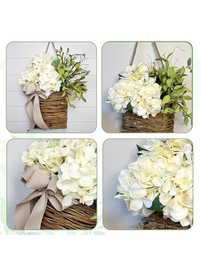 Cream Hydrangea Door Hanger Basket Wreath,|2024 Newest Wildflowers Door Hanging Basket Wreath|Front Door Beautiful Artificial Spring and Summer Wreath Welcome Sign| (White cream)