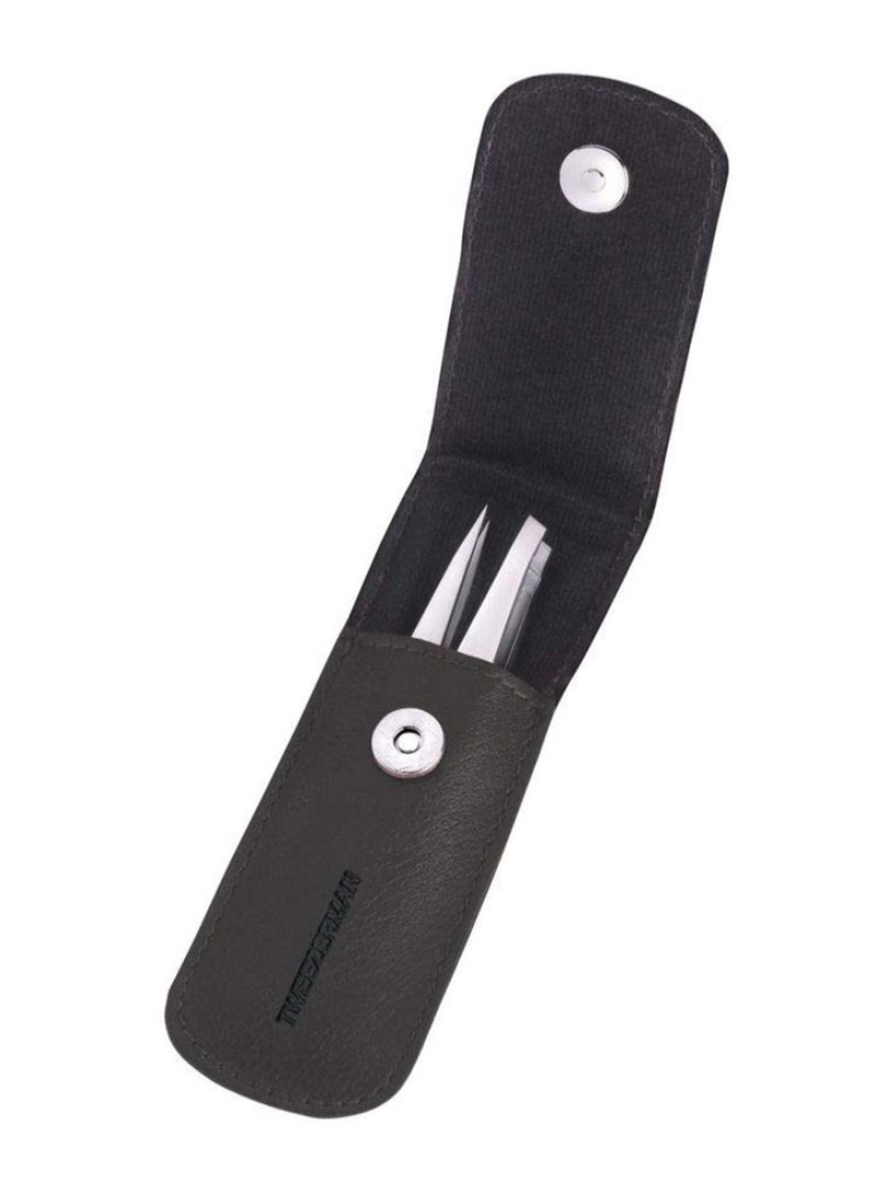 2-Piece Petite Tweezer Set With Case Silver