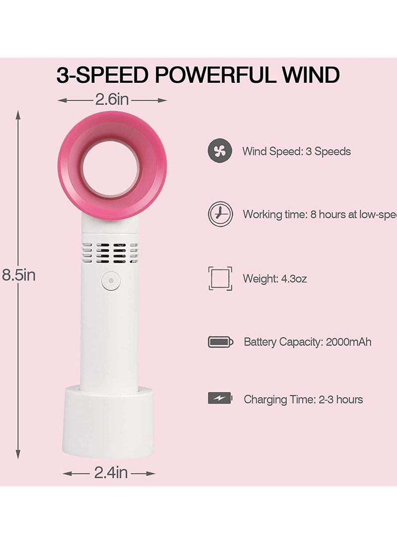 Portable USB Rechargeable Eyelash Fan Dryer - Mini Bladeless Handheld Fan for Eyelash Extensions & Cooling (White) - Perfect for On-the-Go Beauty