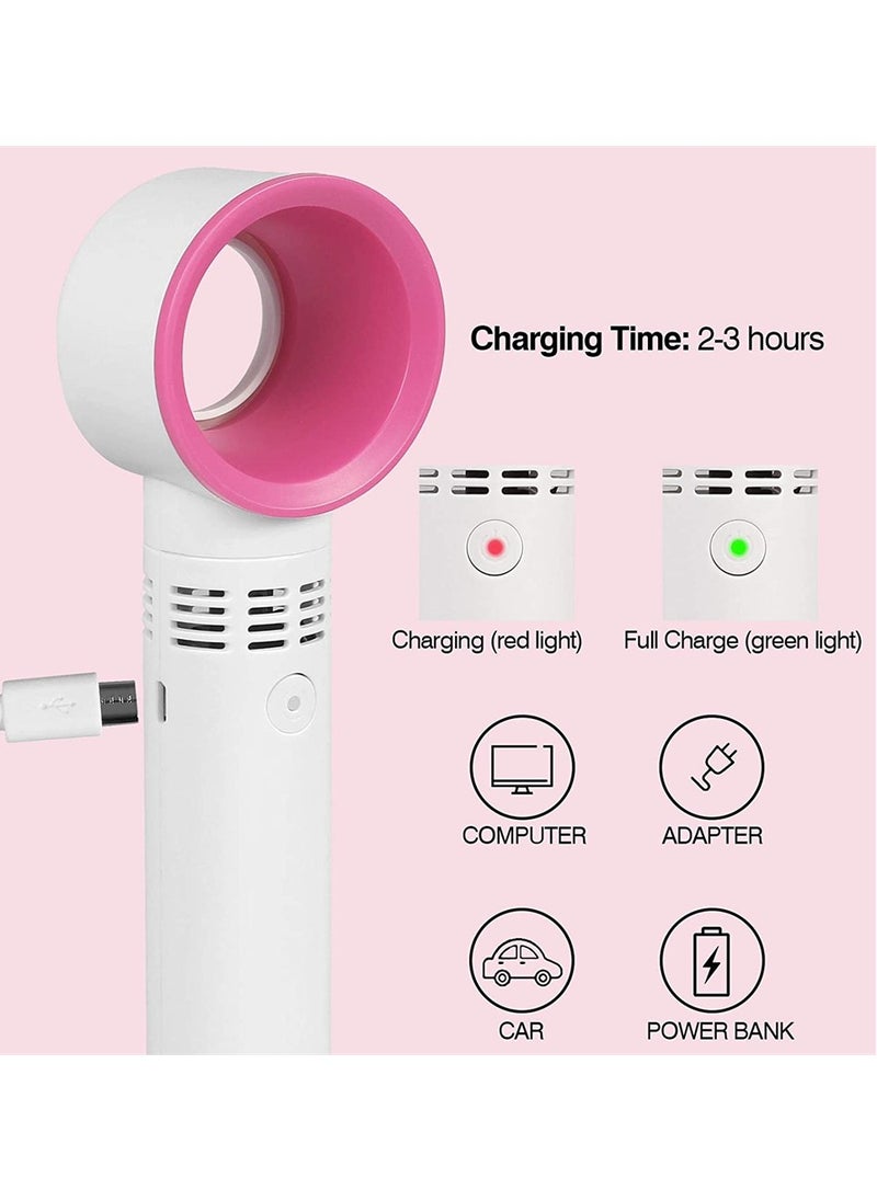 Portable USB Rechargeable Eyelash Fan Dryer - Mini Bladeless Handheld Fan for Eyelash Extensions & Cooling (White) - Perfect for On-the-Go Beauty