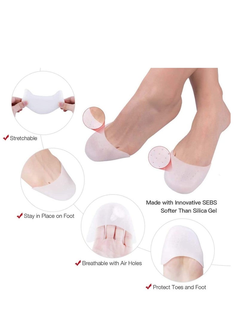 Silicone Gel Toe Caps,  Soft Silicone Gel Toe Protectors Covers Toe Caps Metatarsal Pads Ballet Pointe Pads with Forefoot Cushion Ballet Pointe Dance High Heel Shoe Pads, 2 Pairs