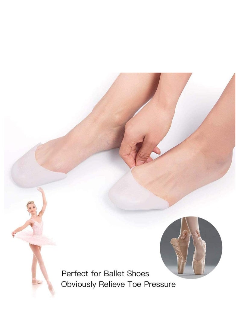 Silicone Gel Toe Caps,  Soft Silicone Gel Toe Protectors Covers Toe Caps Metatarsal Pads Ballet Pointe Pads with Forefoot Cushion Ballet Pointe Dance High Heel Shoe Pads, 2 Pairs