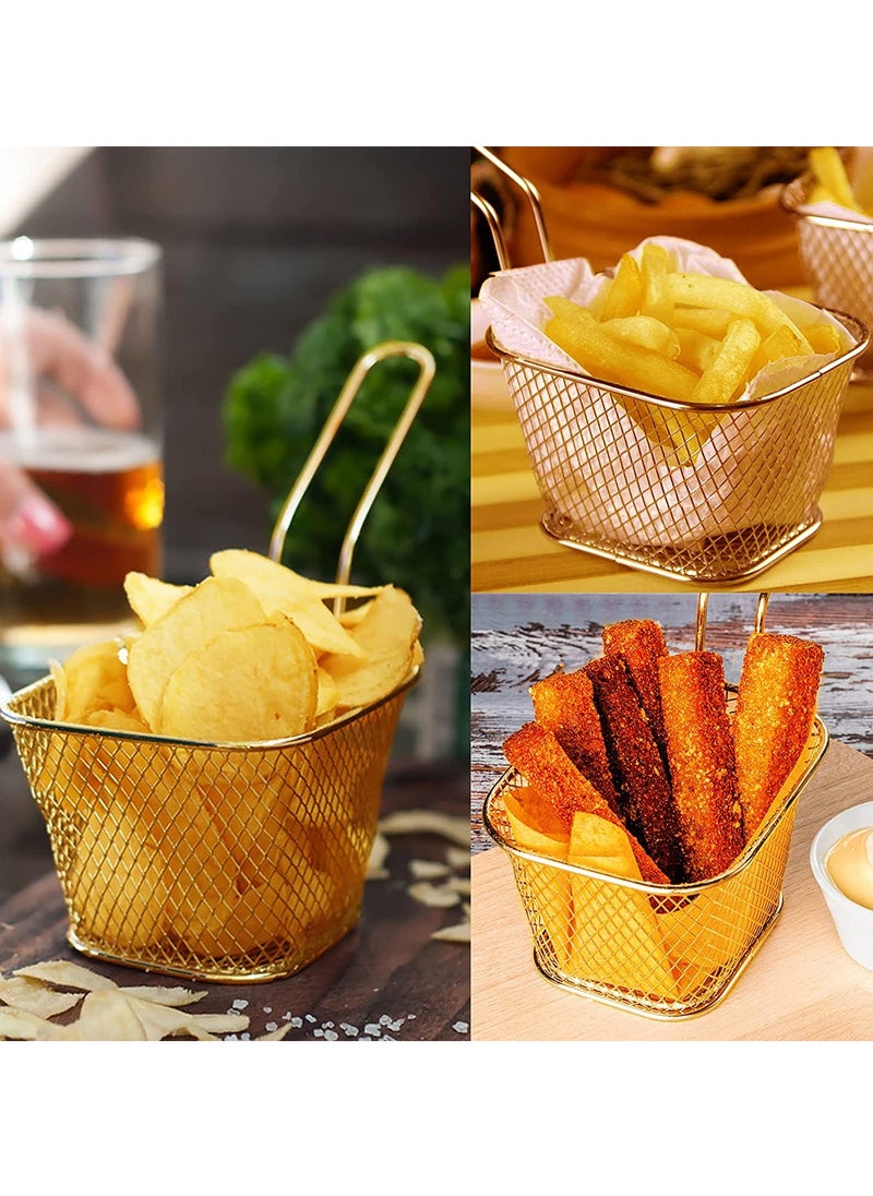 Mini French Fry Baskets Stainless Steel Square Fryer Basket French Fries Basket Kitchen Frying Basket for Chips Onion Rings Chicken Nugget Popcorn 2Pcs