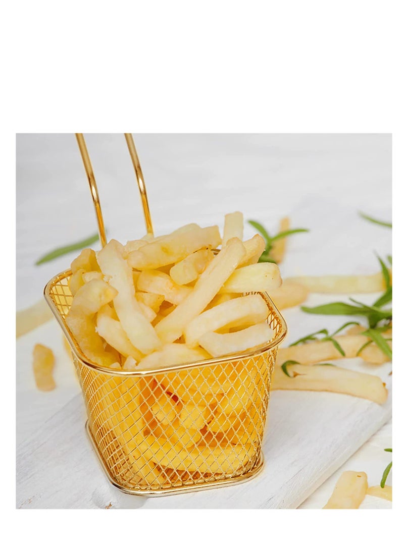 Mini French Fry Baskets Stainless Steel Square Fryer Basket French Fries Basket Kitchen Frying Basket for Chips Onion Rings Chicken Nugget Popcorn 2Pcs