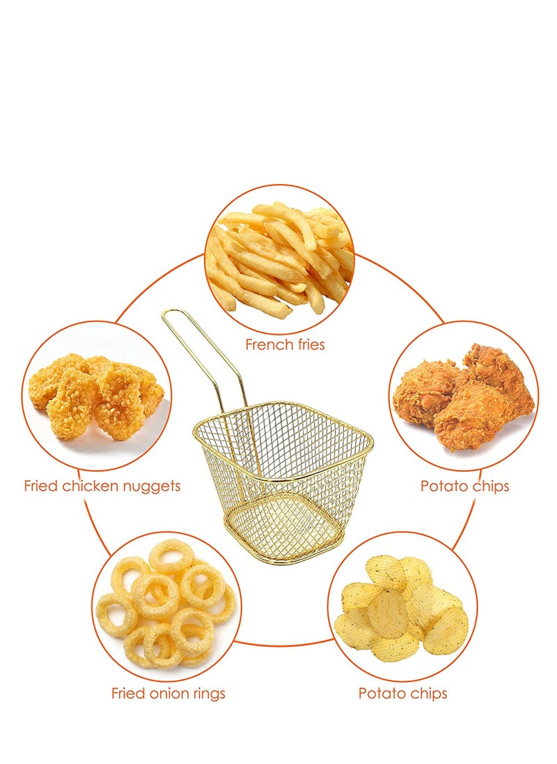 Mini French Fry Baskets Stainless Steel Square Fryer Basket French Fries Basket Kitchen Frying Basket for Chips Onion Rings Chicken Nugget Popcorn 2Pcs