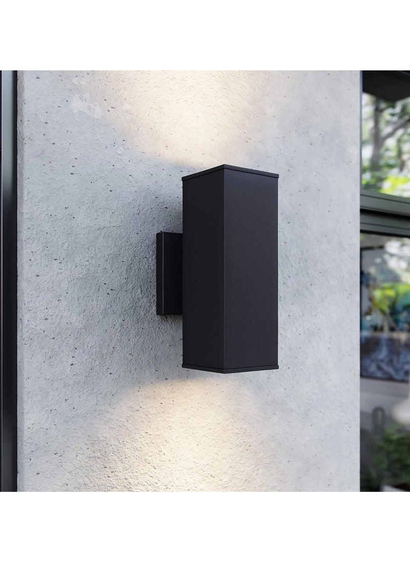 Modern Outdoor Wall Light, Waterproof LED Up/Down Light for Garden, Patio, and Balcony - Sleek Black Aluminum Finish