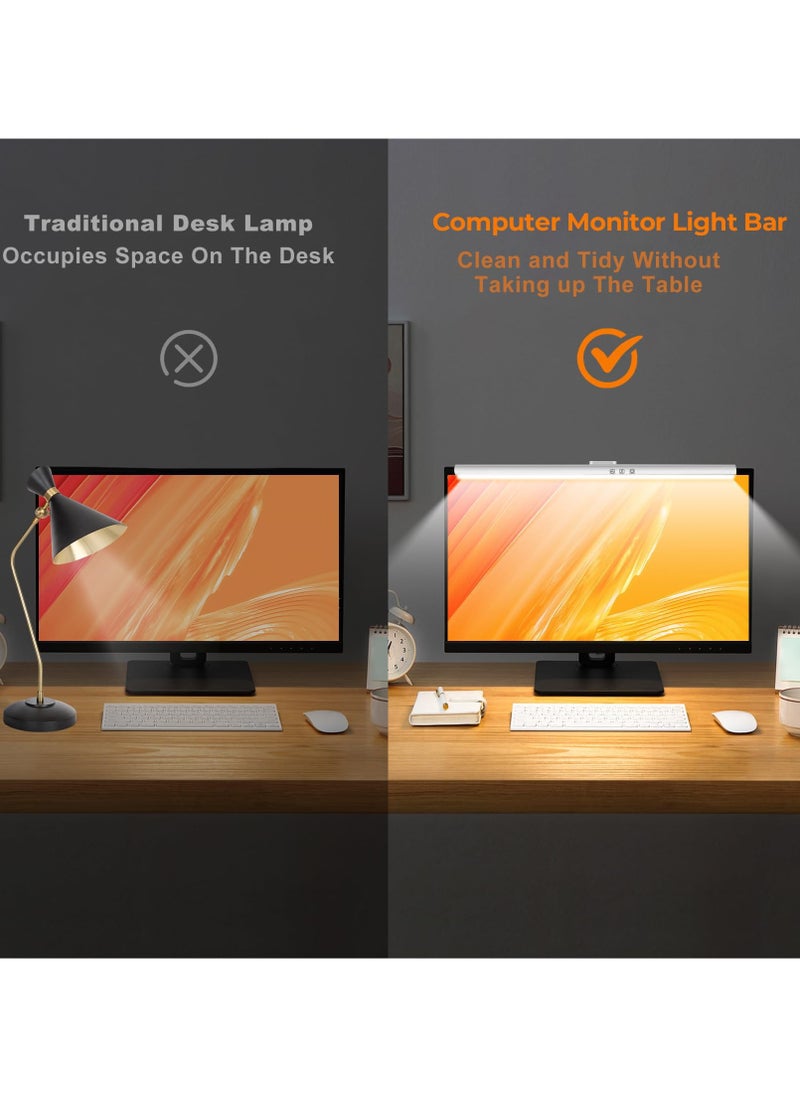 Computer Monitor Lamp - Easy Installation, 3 Color Temp Modes, for Home Office & Gaming, Eye-Caring (White)