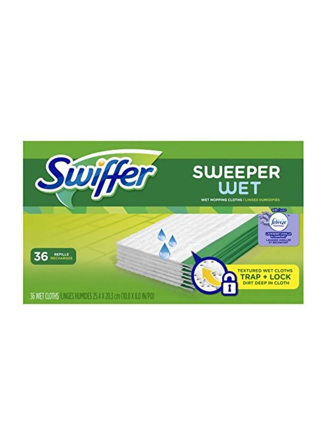 36-Piece Sweeper Wet Mop Refill Set White 11.8x6.5x6.8inch