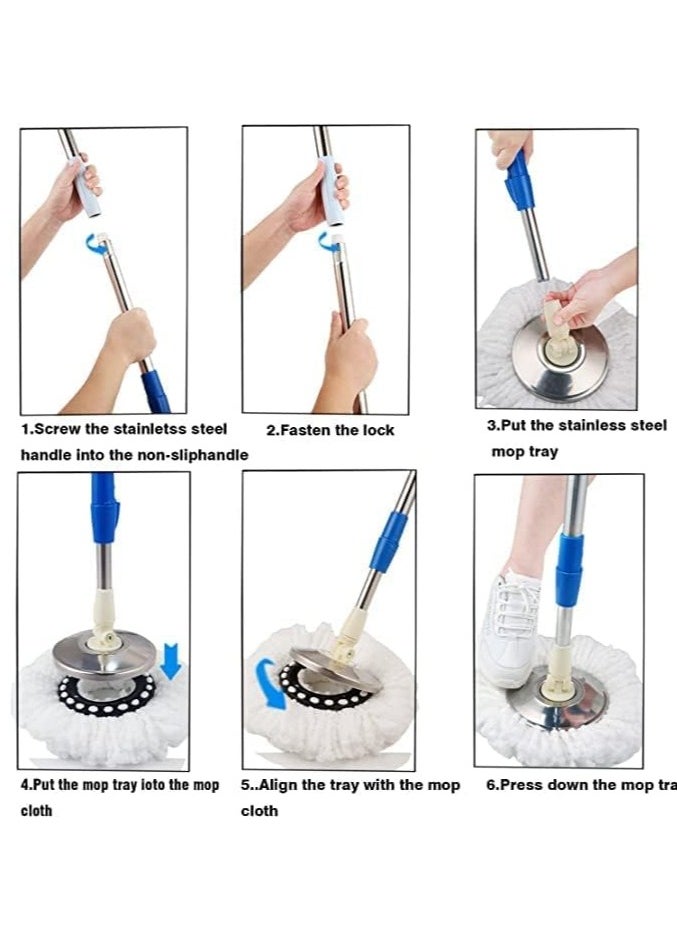 Spin Mop For Floor Cleaning,360 Degree Steel Spin Mop With Bucket And Dual Mop Heads