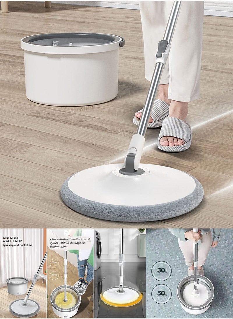 Qiccijoo Spin Mop and Bucket Set Mop and Bucket with Wringer Set for Floor Cleaning Microfiber Mop with 4 Washable and Reusable Pads Dry and Wet Floor Mop for Hardwood Dust Wall Mop