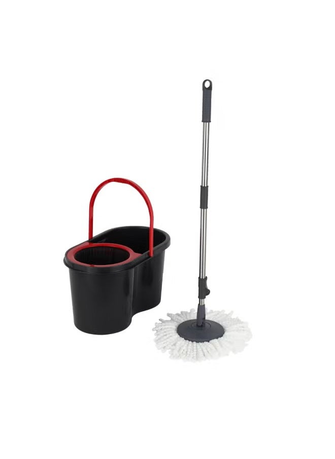 Elegant Spin Easy Mop with 16L Bucket Capacity, 360° Rotation, Hands-Free Design, Non-Splash, 100% Microfiber, Made in Turkey, Multicolor (48x27x27 cm)