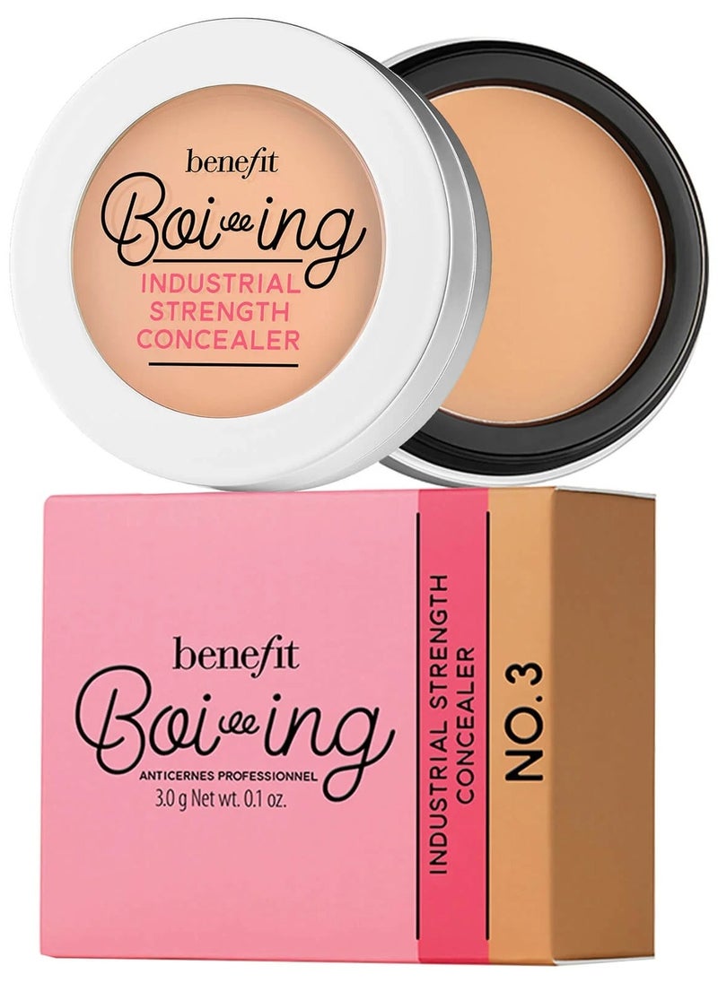 Benefit Boi-ing Industrial Strength Concealer #3 Medium, 0.1 oz / 2.8 g – Full-Coverage Matte Concealer